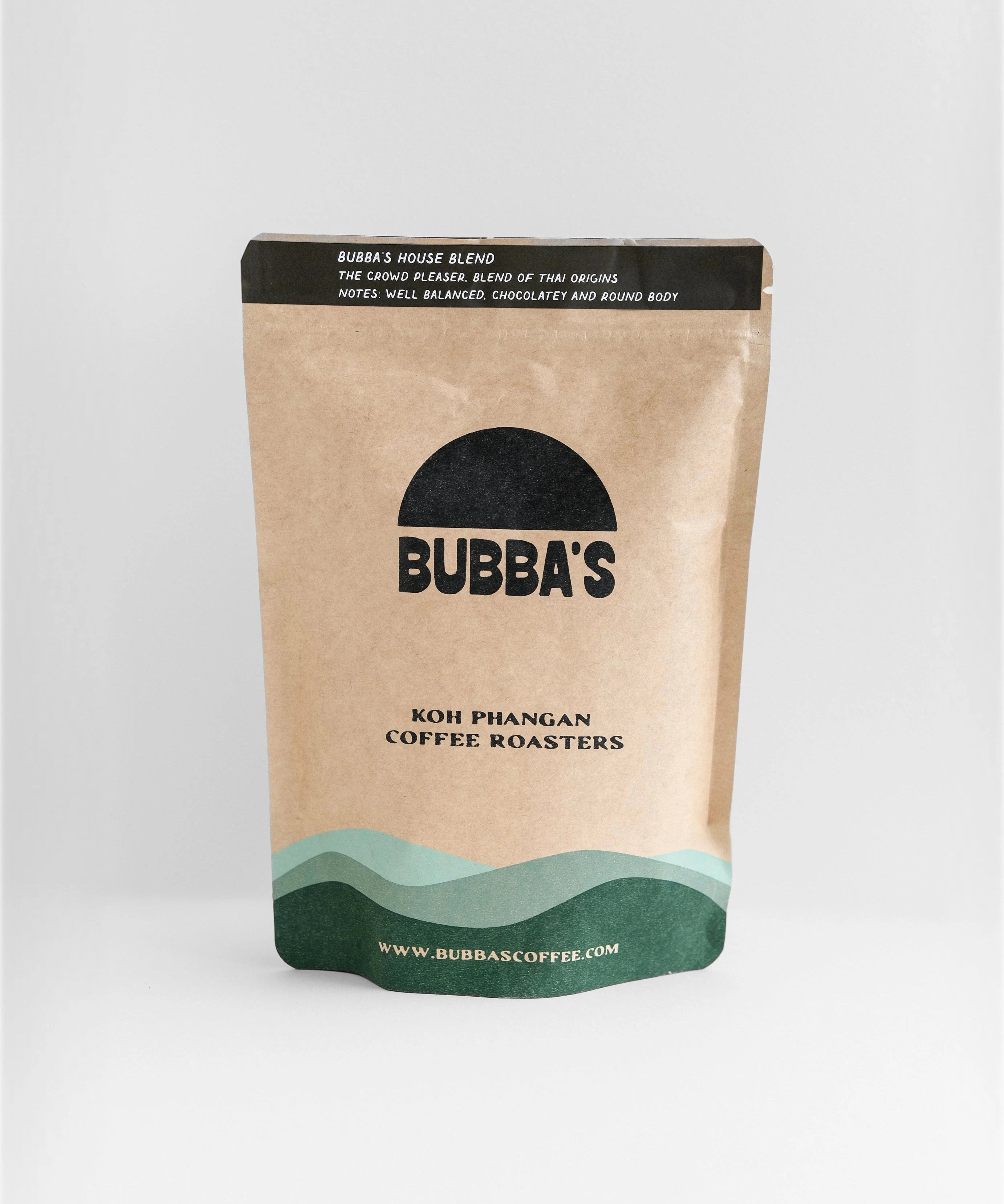 Bubba's coffee roasters packaging on a white background