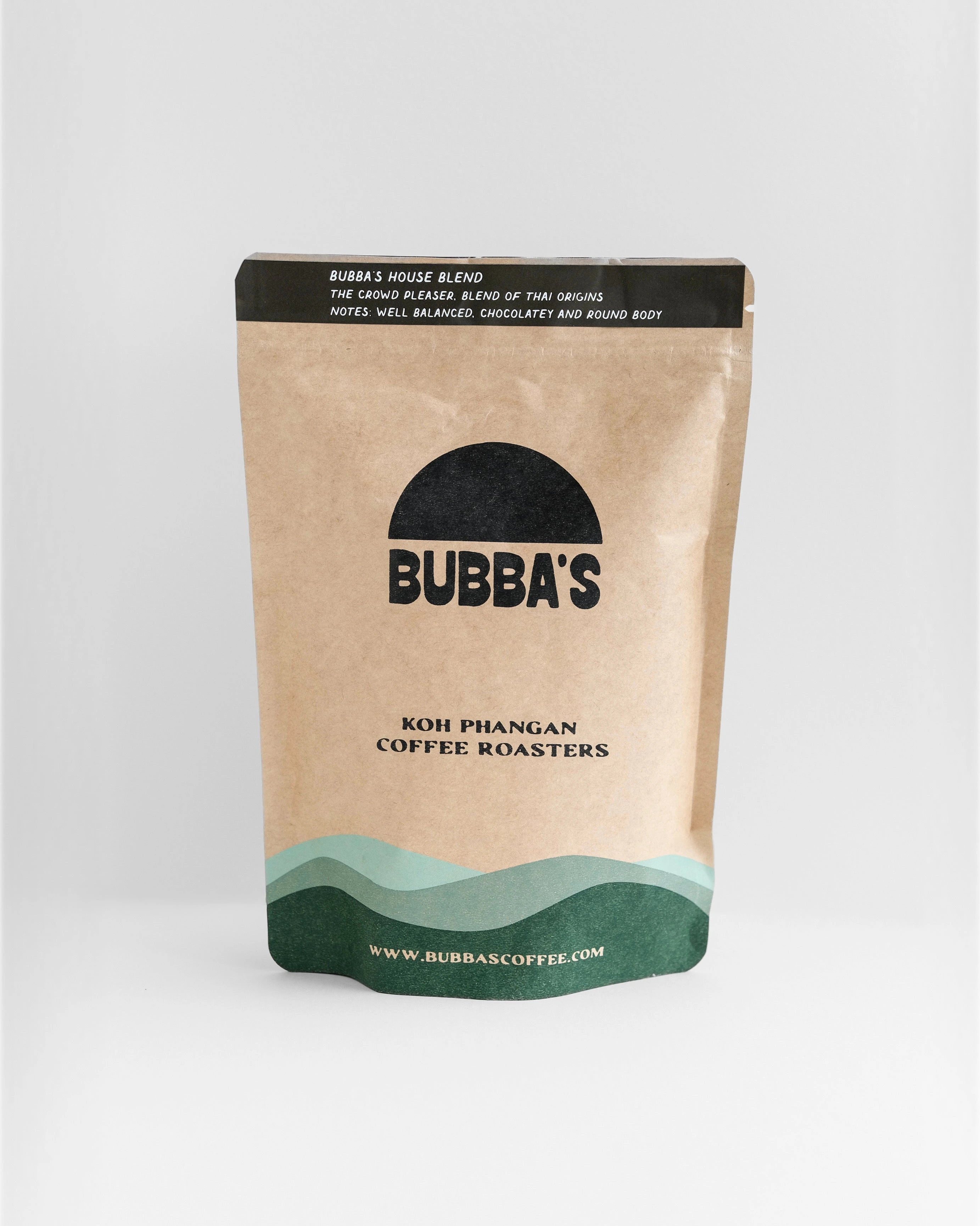 Bubba's coffee roasters packaging on a white background